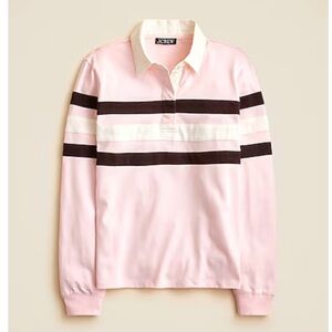 J.Crew Pink Striped Long Sleeve Polo premium-weight classic striped rugby